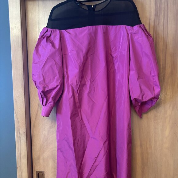 ESCADA Dress, Designer Shift full sleeve silk blend Purple Dress Sheer Black - Picture 5 of 7